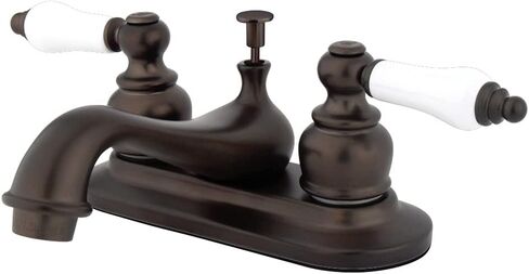 Kingston Brass KB601PL Restoration 4-Inch Centerset Lavatory Faucet with Porcelain Lever Handle, Polished Chrome in Saudi Arabia