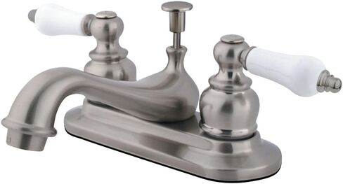 Kingston Brass KB601PL Restoration 4-Inch Centerset Lavatory Faucet with Porcelain Lever Handle, Polished Chrome in Saudi Arabia