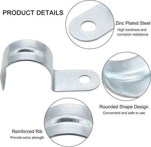 30Pcs 12mm/0.47" One Hole Pipe Straps, Zinc Plated Steel Pipe Strap Clamp Reinforced Rib for EMT Conduit Pipe Fixing in Saudi Arabia
