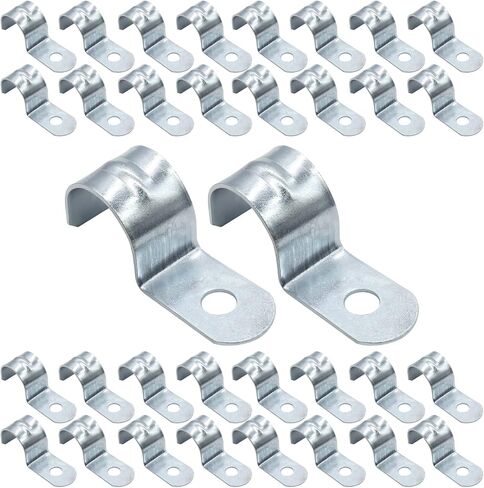 30Pcs 12mm/0.47" One Hole Pipe Straps, Zinc Plated Steel Pipe Strap Clamp Reinforced Rib for EMT Conduit Pipe Fixing in Saudi Arabia