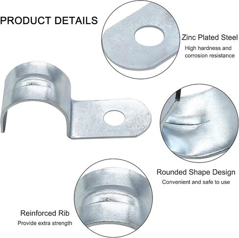 30Pcs 12mm/0.47" One Hole Pipe Straps, Zinc Plated Steel Pipe Strap Clamp Reinforced Rib for EMT Conduit Pipe Fixing in Saudi Arabia