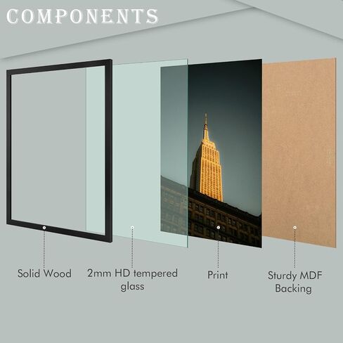 Golden State Art, 18x24 Frame, Black Solid Wood with Real Glass, 18 x 24 Picture Frames for Horizontal or Vertical Gallery Wall, Large Size Poster Frame, 1 Pack in Saudi Arabia