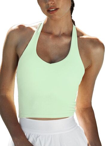 CUPSHE Womens Open Back Sports Bra Halter Crop Tops Workout Gym Fitness Bra with Removable Pads in Saudi Arabia
