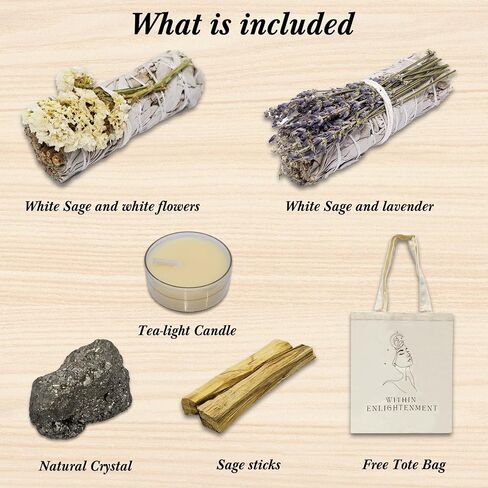 حزمة Sage Smudge - مجموعة Sage Smudge Kit - مجموعة Palo Santo & Sage Sticks - حزمة White Sage - ملحقات التأمل والهدايا الروحية (تطهير الطاقة) in Saudi Arabia