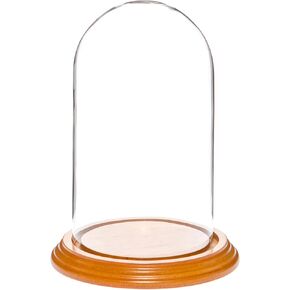 Plymor 4" x 7" Glass Display Dome Cloche (Black MDF Wood Base)