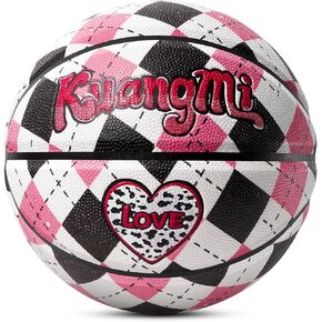 Kuangmi Pink Series Basketball, Premium Design Printed Outdoor & Indoor Basketball,Intermediate size 6,28.5" & Official size 7,29.5",Men's Womens Teenager Gift