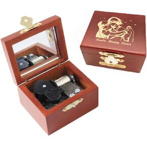 Youtang Wind up Music Box Castle Carved Wood Musical Box with Mirror for Christmas,Birthday,Valentine's Day (Gold Movement)