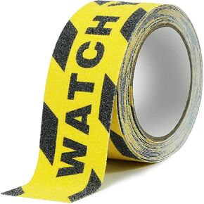 Anti Slip Traction Tape,Watch Your Step Warning Sticker,Stairs Skidproof Stickers,Wet Floor Caution, Workplace Safety Wet Floor Caution Hazard,Warning Safety Tape,Yellow and black,5cmx5m