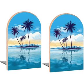 Blue Snowflakes Snow Book Ends Decorative Wood Bookends for Shelves Kids Room Desk Home Office Book Stoppers for Magazines,Books, DVDs, 1 Pair/2 Pieces(5x3.1 in)