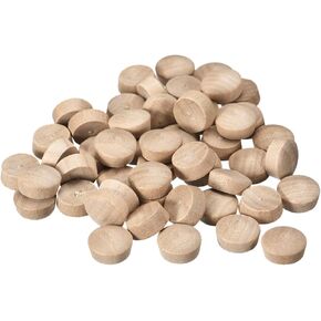 uxcell 50Pcs Wood Button Top Plugs, 13/32 Inch Round Head Wood Plugs Screw Hole Covers Wooden Screw Plugs for Furniture Tables Chairs