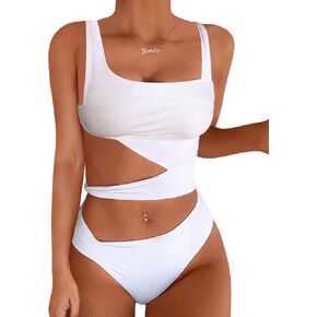 Lilosy Sexy Knotted Ruched High Cut Leg One Piece Swimsuit