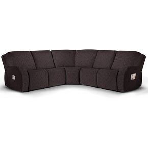 1-Piece Reclining Armless Chair Cover for Oversized Sectional L Shape Recliner Sofa Stretch Recliner Cover Jacquard Extra Wide Recliner Seat Cover Washable (XL Armless Chair Cover, Dark Gray)