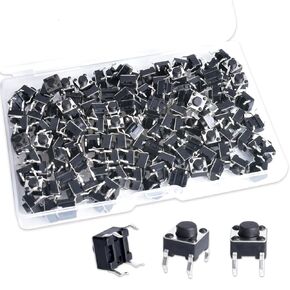 206Pcs Tactile Switch 4 Pins 6x6mm 10 Values Miniature Micro Momentary Tact Push Button Switch Assortment Kit