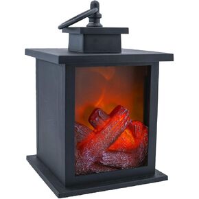 LitezAll Small Fireplace Lantern Decor | Cozy and Decorative Indoor Fireplace and Mini Fireplace | Battery Operated Fireplace and Artificial Fireplace with Carry and Hanging Handle Gifts for Men
