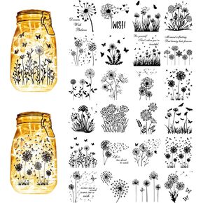 CREATCABIN 24Pcs Fairy Angel Silhouettes Mason Jar Decor Butterfly Star Laser Cut Cardboard Scrapbook Cutouts Die Cuts PVC for Crafting Lantern Jars Wall Painting Window Glass 3.9x3.5Inch-No Sticker