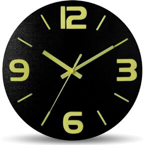 HZDHCLH Luminous Wall Clocks Battery Operated,Modern Wall Clock Glow in The Dark,Decorative Wall Clock for Bedroom Kitchen Living Room Office