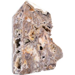AMOYSTONE Natural Yellow Calcite Cluster 4 Faceted Crystal Obelisk Wand Tower Small 1-1.3 LBS, Irregular Texture Square Pillar, Decor, Collection
