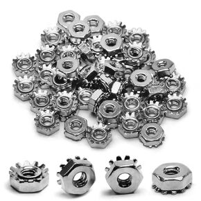 MroMax 6#-32 K-Lock Nuts, UNC Silver Zinc Plated Carbon Steel Keps Lock Nuts for Hardware Fastening Accessories in Machinery, Furniture, Electrical Appliances, 100Pcs