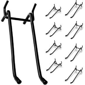 20Pcs 4/6Inch Double Arm Pegboard Hooks, Fit 1/4" Pegboard Hole, Metal Peg Board Peg Tool Holder Hanger with Black Rubber Tip Peg Board Organizer Accessories for Hanging Tool (Silver, 4/6 Inch)