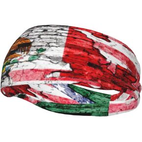 Mexico Mexican Flag Headband Stylish Yoga Exercise Hairbands Breathable Sweatbands Workout Running Hair Accessories