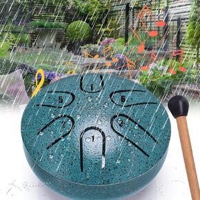 BUSOHA Rain Drum for Outside - 3 Inches 6 Notes Steel Tongue Drum Rain Chime, Drum Rain Chime Waterproof, Rain Drum for Garden Instrument, Mini Hand Drum for Outdoor