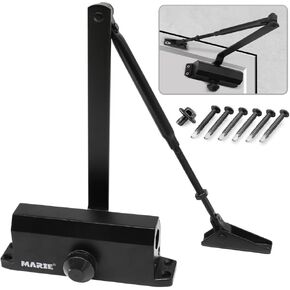 MARIE Aluminum Door Closer, Universal Fit for 25-45 KG Commercial Doors, Adjustable Speed, Hold Open Function, CE, UL Certified