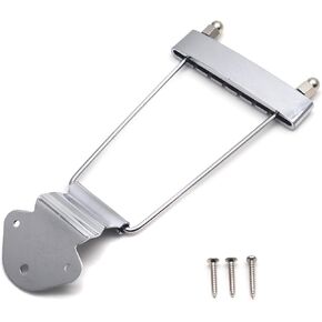 6-String Trapeze Tailpiece Bridge Metal Replacement Accessories for LP Jazz Archtop Guitar with Screws (Silver)