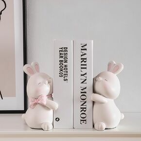 Cute Rabbit Bookends,Decorative Bookends, Cute Bookends,Book Ends for Shelves,Book Ends for Kids Rooms, Kids Bookends can accommodate 1 to 4 Books(Pink)