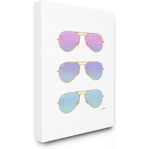 The Stupell Home Décor Collection Pink Purple and Blue Sunset Ombre Aviator Sunglasses Wall Plaque Art, Multi-Color