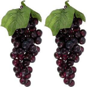 uxcell 2pcs Fake Grapes, Artificial Grapes, Fake Fruit Grapes for Wedding Party Cabinet Farmhouse Photography Props, Purple
