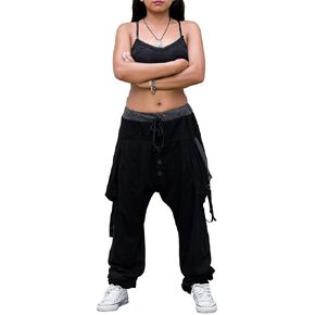 Women's Loose Harem Lounge Pants with Pockets Yoga Cotton Elastic Waist Joggers Baggy Trousers