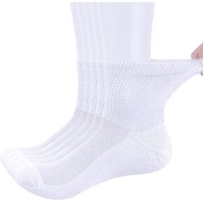 Diabetic Socks Cushioned Sole Quarter Wide Calf Loose Fit Non-Binding Socks for Men And Women, 5 Pairs