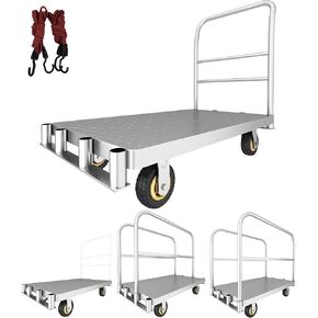 platform truck cart, Flatbed cart, 2200 pounds.with 6-inch Rotating Wheels Large Platform Suitable for Grocery Stores, garages, Offices, Storage Rooms (Silver) (35.4x23.6 inch)