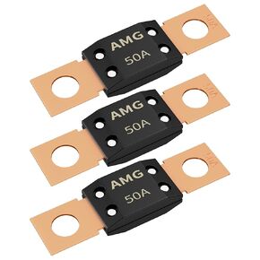 Joinfworld 50A MEGA Fuse, High Current Bolt Mount Automotive 50 Amp MEGA/AMG Fuse for Cars, Trucks, Construction Vehicles, Buses, Boats - 3Pcs