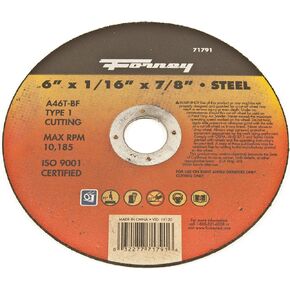 Forney 71850 Cut-Off Wheel with 7/8-Inch Arbor, Metal Type 1, A46T-BF, 5-Inch-by-1/16-Inch