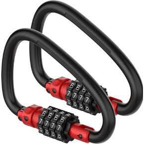 Combination Locks, Heavy Duty Carabiner Clips, 4-Digit D-Shaped Code Combo Lock for Looped Bike Security Cable Lock, Helmet Lock, Suitcase Luggage, Travel Baggage Backpack (1, Black)