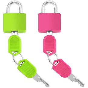 Suitcase Locks with Keys, 2.3cm Coloured Luggage Locks Metal Mini Keyed Padlock Small Locker Lock Padlocks 2pcs Travel Padlock Lock for Backpack Boxes Laptop Bag School Gym(B)