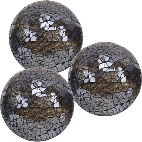 3pcs 3.3 Inch Glass Mosaic Decorative Balls Solid Crackl Sphere Orbs Home Decor DIY Vases Wedding Christmas Party Dining Table Ornaments - Blue Rose