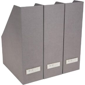 Viktoria Magazine Organizer | Durable Magazine Holder for Papers, Manuals and More with Metal Label Holder | Magazine File Holder for Office Desks | 4″x9.7″x12.7″ | 3 Pack | Dark Grey