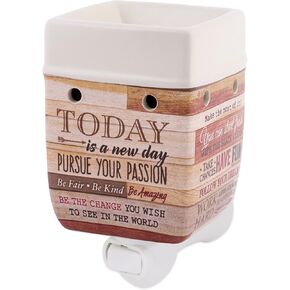 Elanze Designs Today Aspire Change The World Wood Look Stoneware Electric Jar Candle Warmer