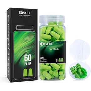 60Pairs Foam Earplugs, 38dB Noise Reduction Ear Plugs, Hearing Protection EarPlugs for Sleeping Noise Cancelling,Shooting Range, Work