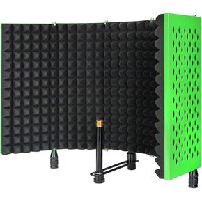 درع عزل للميكروفون قابل للطي مكون من 5 ألواح مع ميكروفون عالي الكثافة يمتص الصوت من الإسفنج المعدني لتسجيل الصوت في استوديو تسجيل الصوت والألعاب ومعدات البث والغناء (أزرق) in Kuwait