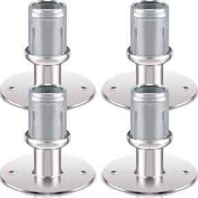 Stainless Steel Flanged Feet Flange for Stainless Steel 3 1/2 Inches Diameter Adjustable Table Feet Round Base Adjustable Feet Fit for 1 5/8inches O. D. Tubing (4 Pcs)