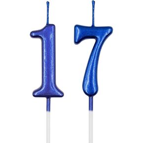 17th & 71st Birthday Candles, Champagne Gold Number 17 71 Candle for Cake, Happy Birthday Cake Topper Decoration for Birthday Anniversary Celebration Party Supplies