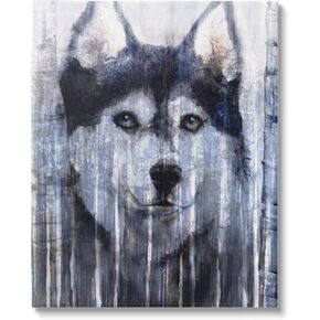 Stupell Industries Smiling Husky Dog Rustic Birch Tree Overlay Floating Framed Wall Art, Design By Kamdon Kreations