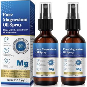 Pure Magnesium Oil Spray, Magnesium Oil Spray, 100% Pure & Natural Organic Concentrated Magnesium Chloride Oil-2.0 Fl.Oz