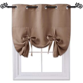 NICETOWN Blackout Valances Window Shades - Blackout Short Roman Tie Up Balloon Shades Curtain for Kitchen/Bathroom/Nursery Window (Lavender/Baby Pink, Grommet Top Panel, 46 inches W x 63 inches L)