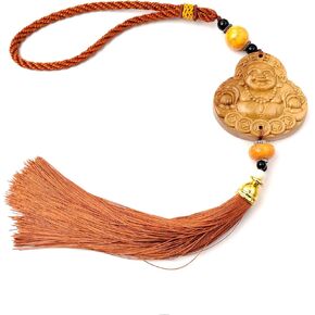 Peach Wood Hand Carved Feng Shui Ba Gua Lucky Hanging Ornaments for Car Good Luck Charms