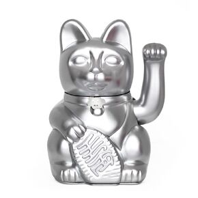 Lucky Cat wellcome manekineko fortune gift. Japanese tradition Colour: silver