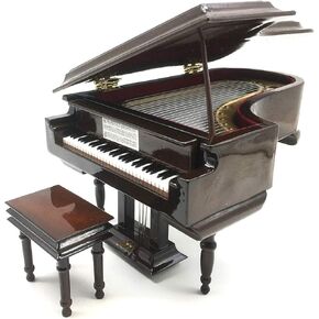 Piano Music Box with Bench and Black Case Musical Boxes Gift for Christmas/Birthday/Valentine's Day, Melody Canon